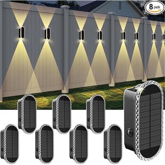 3 Modes/ Up & Down Lighting Solar Fence Lights: This solar wall lights uses up & - Picture 7 of 7